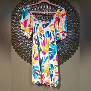 Tabitha Brown Colorful Leaf Print Mini Dress